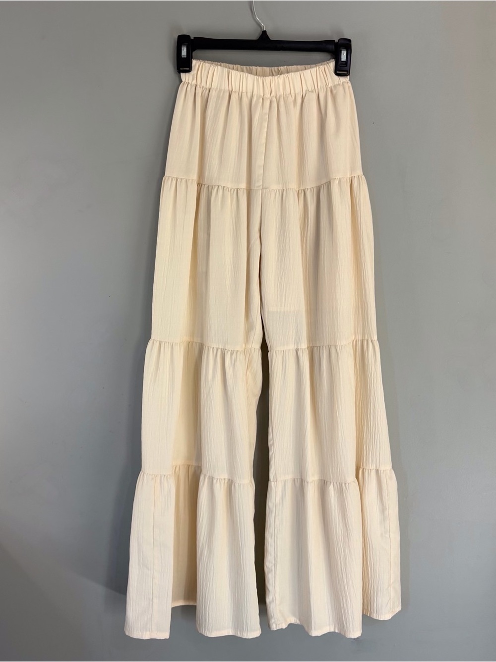 SHEIN Cream Tiered Wide-Leg Skirted Pants
